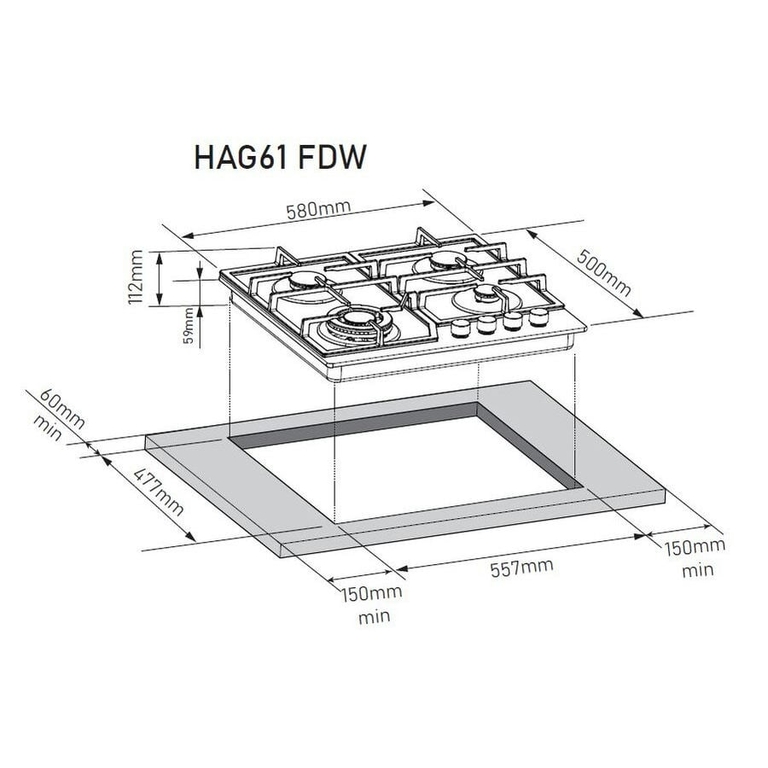 Варочная поверхность Zorg HAG61 FDW WH
